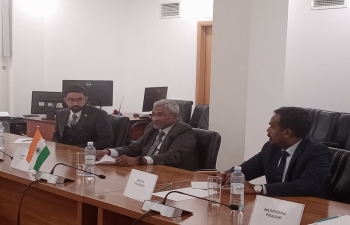 Secretary (Economic Relations) Mr. Dammu Ravi met with the Vice Minister of Trade and Integration of Kazakhstan, Mr. Kairat Torebayev in Astana. The parties discussed possible ways of cooperation between India and Kazakhstan to develop and increase bilateral trade.