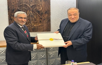 Secretary (Economic Relations) Shri Dammu Ravi met Deputy Foreign Minister of Iran Mr Mehdi Safari on the sidelines of SCO Council of Foreign Ministers’ Meeting today in Astana.