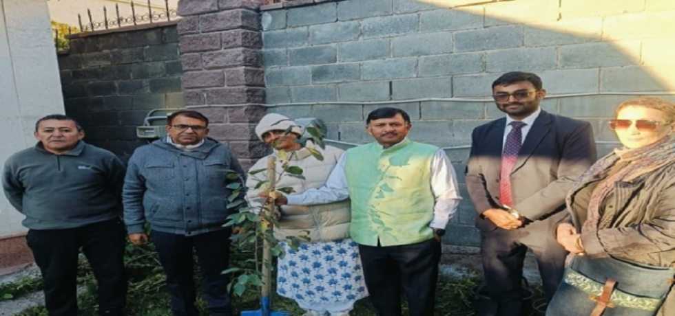 As part of the plantation drive ‘Ek Ped Maa Ke Naam’, Ambassador Dr. T.V. Nagendra Prasad planted saplings of apple tree at the Embassy Residence in Astana & in the premises of Representative Office of India in Almaty