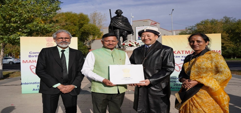 Embassy of India in Astana celebrated the 155th Birth Anniversary of Mahatama Gandhi and UN International Day of Non-Violence on 02nd October 2024.  Ambassador Dr. T.V. Nagendra Prasad and Chief Guest Ambassador Kairat Sarybay, Secretary General of CICA addressed the gathering.